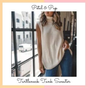 Petal & Pup Cream Turtleneck Sleeveless Sweater